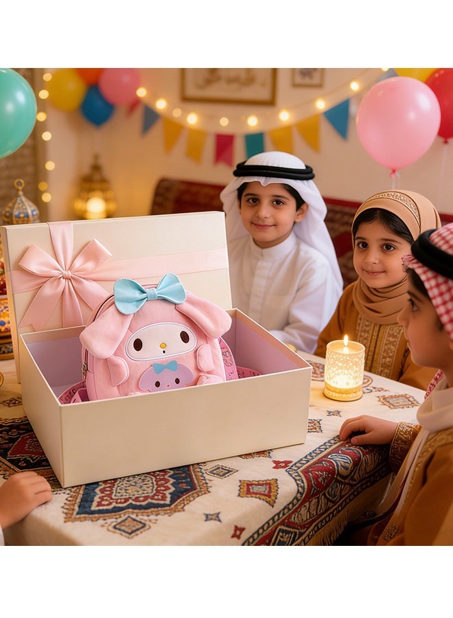 حقيبة كتف من القطيفة الناعمة للغاية باللون الوردي مع زخرفة على شكل فيونكة من سانريو ماي ميلودي للفتيات المراهقات للارتداء اليومي وللعب وللسفر وللحفلات ولأعياد الميلاد - Image 2